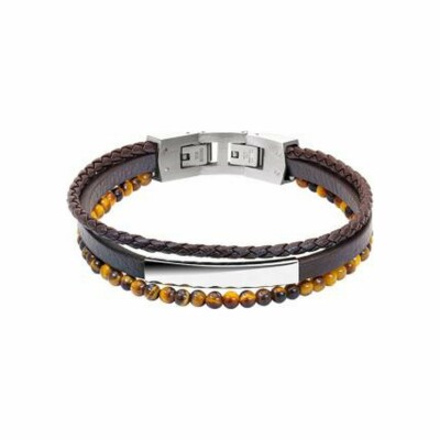 Bracelet Rochet Yale en acier et cuir