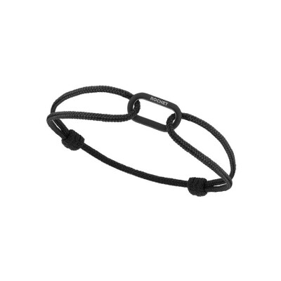 Bracelet Rochet GRAND LARGE en acier pvd noir satiné et coton