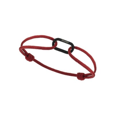 Bracelet Rochet GRAND LARGE en acier pvd noir satiné et coton