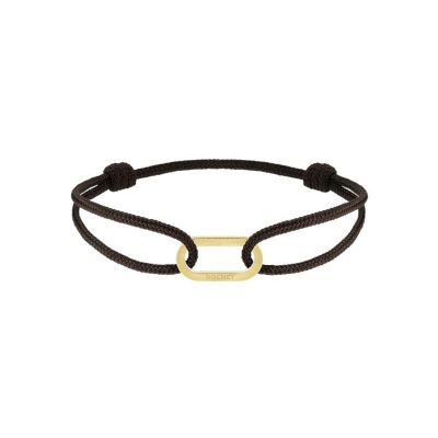 Bracelet Rochet GRAND LARGE en acier pvd jaune satiné et coton