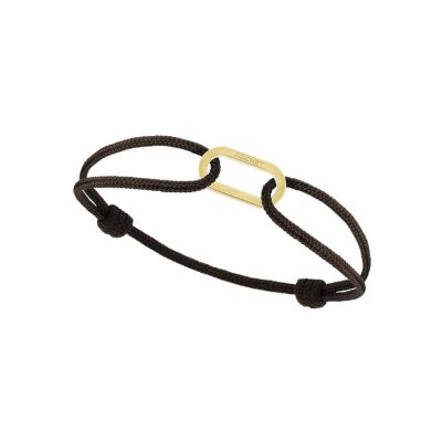 Bracelet Rochet GRAND LARGE en acier pvd jaune satiné et coton