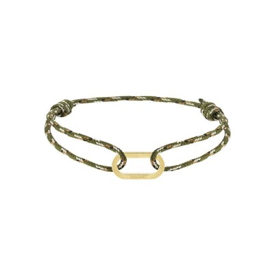 Bracelet Rochet GRAND LARGE en acier pvd jaune satiné et coton