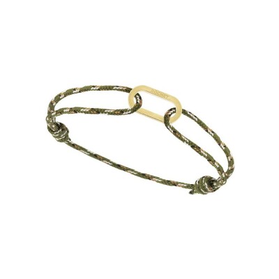 Bracelet Rochet GRAND LARGE en acier pvd jaune satiné et coton