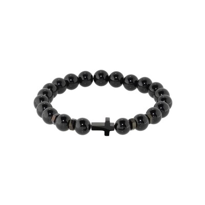Bracelet Rochet MYSTÈRES en acier pvd noir et agate
