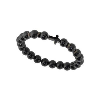 Bracelet Rochet MYSTÈRES en acier pvd noir et agate
