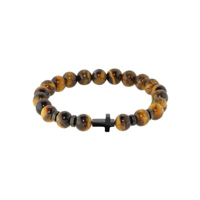 Bracelet Rochet MYSTÈRES en acier pvd noir et oeil de tigre