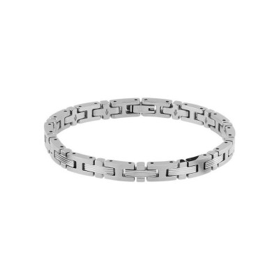 Bracelet Rochet EMPREINTE 6mm motif godron en acier satiné, taille 21cm