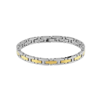 Bracelet Rochet FORGE 9mm maille carrée en acier et PVD doré