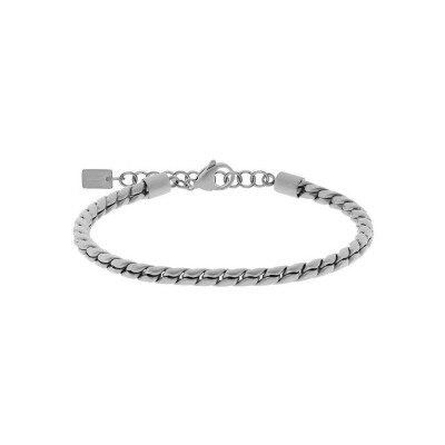 Bracelet Rochet COBRA 4.8mm maille serpent en acier satiné, taille 21cm réglable