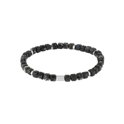 Bracelet Rochet BOREAL en acier satiné et obsidienne