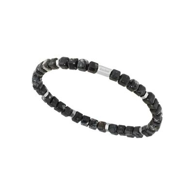 Bracelet Rochet BOREAL en acier satiné et obsidienne