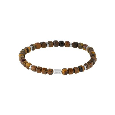 Bracelet Rochet BOREAL en acier satiné et oeil de tigre