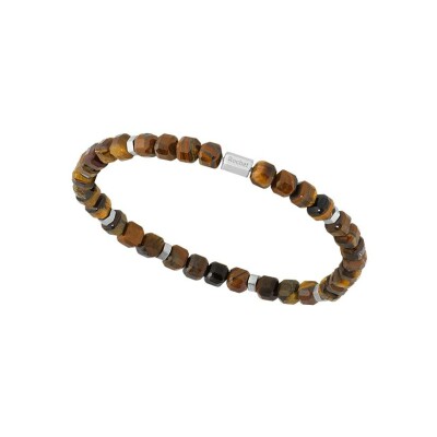Bracelet Rochet BOREAL en acier satiné et oeil de tigre
