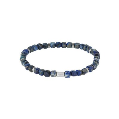Bracelet Rochet BOREAL en acier satiné et lapis lazuli
