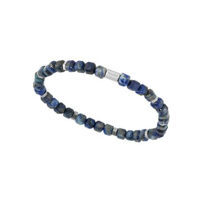 Bracelet Rochet BOREAL en acier satiné et lapis lazuli