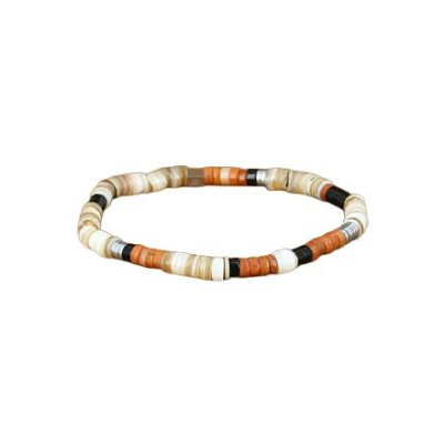 Bracelet Zag Komo en acier et pierres de couleurs, Rouge