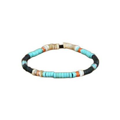 Bracelet Zag Komo en acier et pierres de couleurs, Turquoise