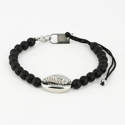 Bracelet ZAG en acier et onyx