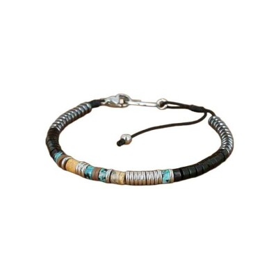Bracelet Zag Ryder en acier et pierres de couleurs, Turquoise