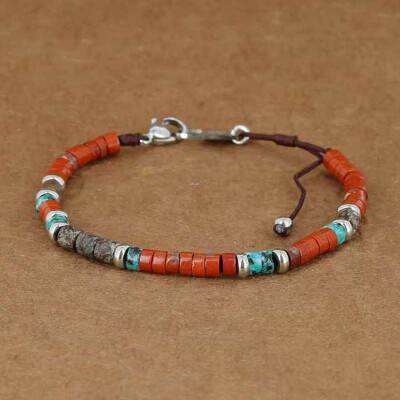 Bracelet Zag Penn en acier et pierres naturelles