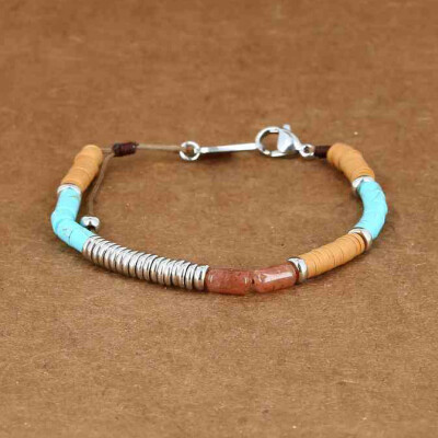 Bracelet ZAG en acier et turquoise