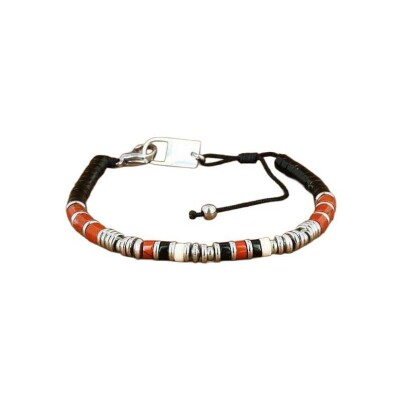 Bracelet Zag Mathis en acier et textile, Noir