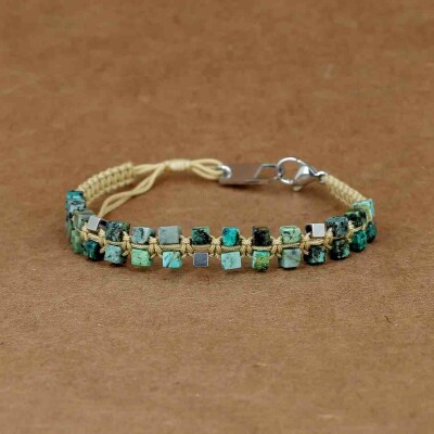 Bracelet ZAG en acier et turquoise