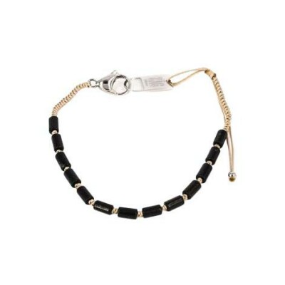 Bracelet Zag Rui en acier, textile et onyx noir