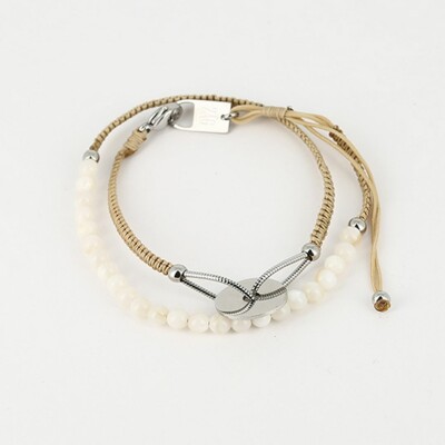 Bracelet ZAG en acier et nacre blanche
