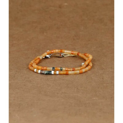 Bracelet Zag Hector en acier et pierres naturelles