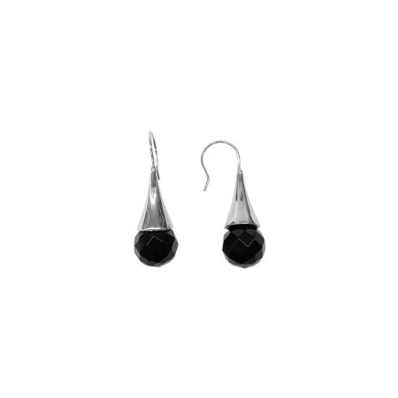 Boucles d'oreilles Isabelle Barrier en acier et agates noires