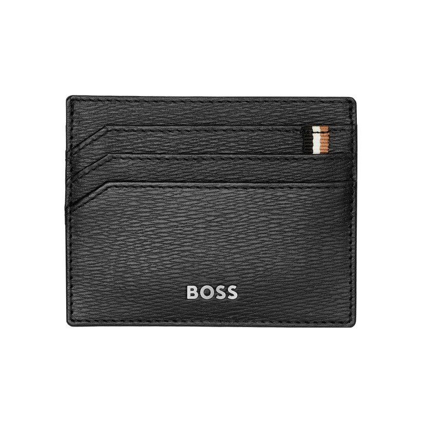 Porte-cartes Boss 6cc en cuir noir