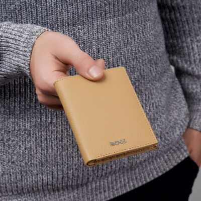 Porte-cartes Boss 8cc en cuir camel