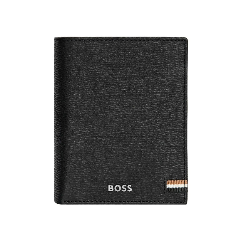 Porte-cartes Boss 9cc en cuir noir