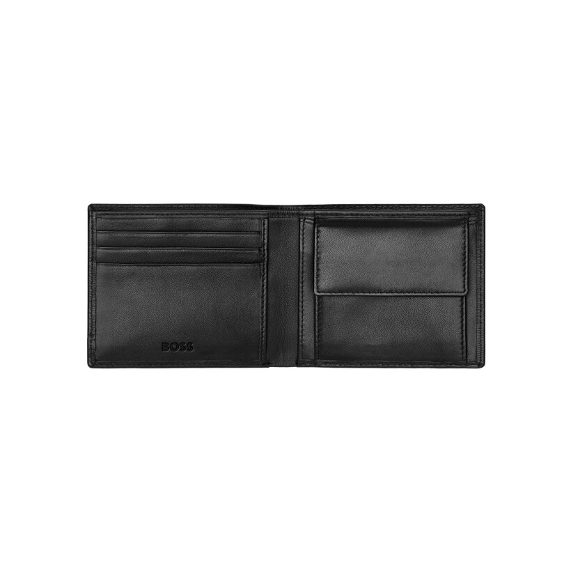 Portefeuille Boss 3cc en cuir noir