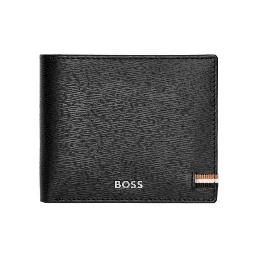 Portefeuille Boss 3cc en cuir noir