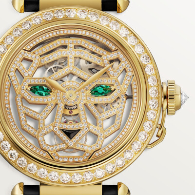 Montre Joaillière Panthère de Cartier 41mm, mouvement manuel, or jaune , diamants, bracelets cuirs interchangeables