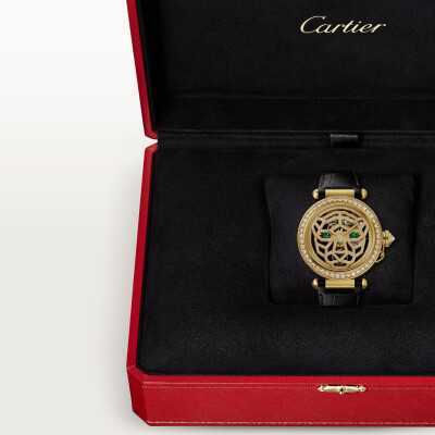 Montre Joaillière Panthère de Cartier 41mm, mouvement manuel, or jaune , diamants, bracelets cuirs interchangeables