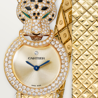 Montre La Panthère de Cartier Mouvement quartz, or jaune, tsavorites, laque, diamants