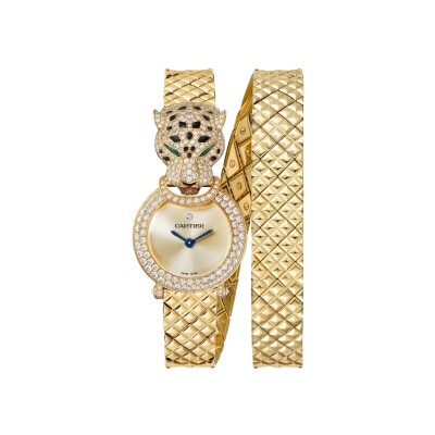 Montre La Panthère de Cartier Mouvement quartz, or jaune, tsavorites, laque, diamants