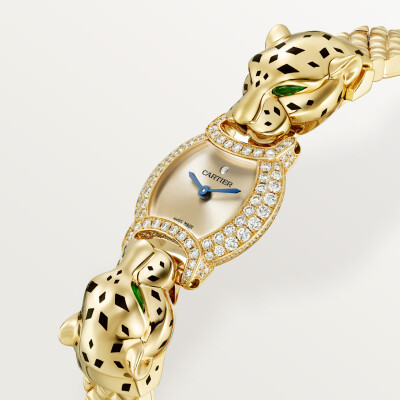 Montre La Panthère de Cartier Mouvement quartz, or jaune, tsavorites, laque, diamants