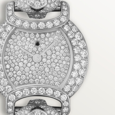 La Panthère de Cartier Watch, Quartz movement, rhodium-finish white gold, emeralds, lacquer, diamonds