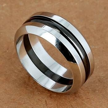 Bague Zag en acier, taille XXL