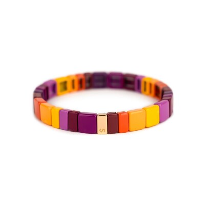 Bracelet Simone à Bordeaux Hubba Coucher De Soleil en métal doré émaillé