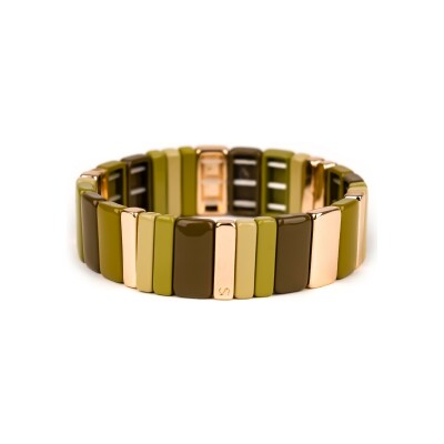 Bracelet Simone à Bordeaux Hubba Maxi Fauve en métal doré émaillé