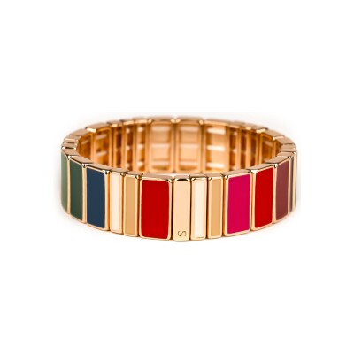 Bracelet Simone à Bordeaux Hubba Maxi Eiffel en métal doré émaillé serti