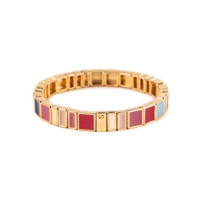 Bracelet Simone à Bordeaux Hubba Serti Dahlia en métal doré émaillé serti