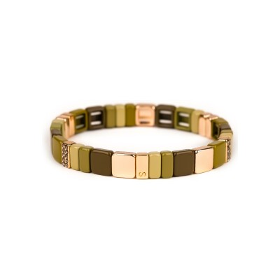 Bracelet Simone à Bordeaux Hubba Strass Fauve en métal doré émaillé