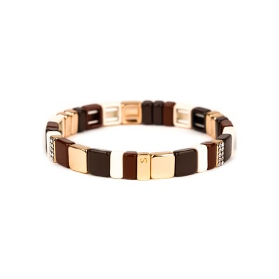 Bracelet Simone à Bordeaux Hubba Strass Le Marais en métal doré émaillé