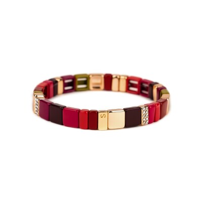 Bracelet Simone à Bordeaux Hubba Strass Odéon en métal doré émaillé